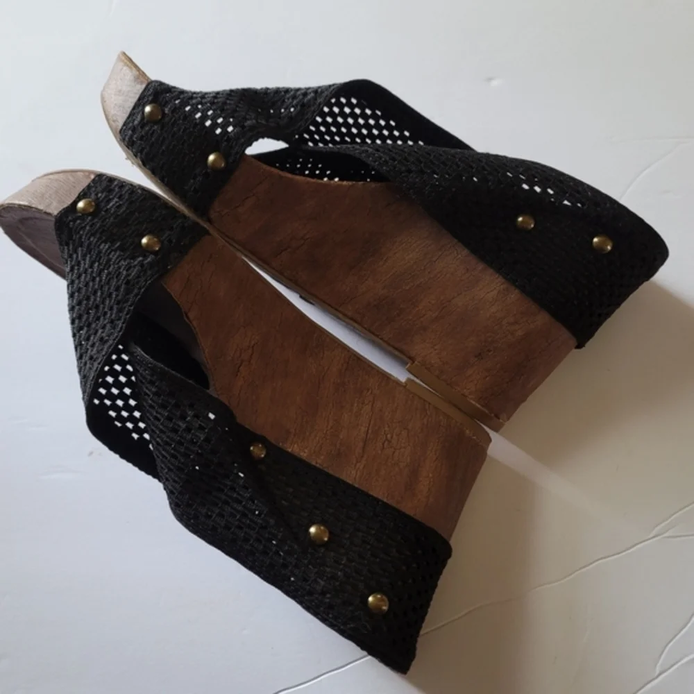 Cato Black Wedge Women's‎ Sandals Sz 9 Mesh 3
